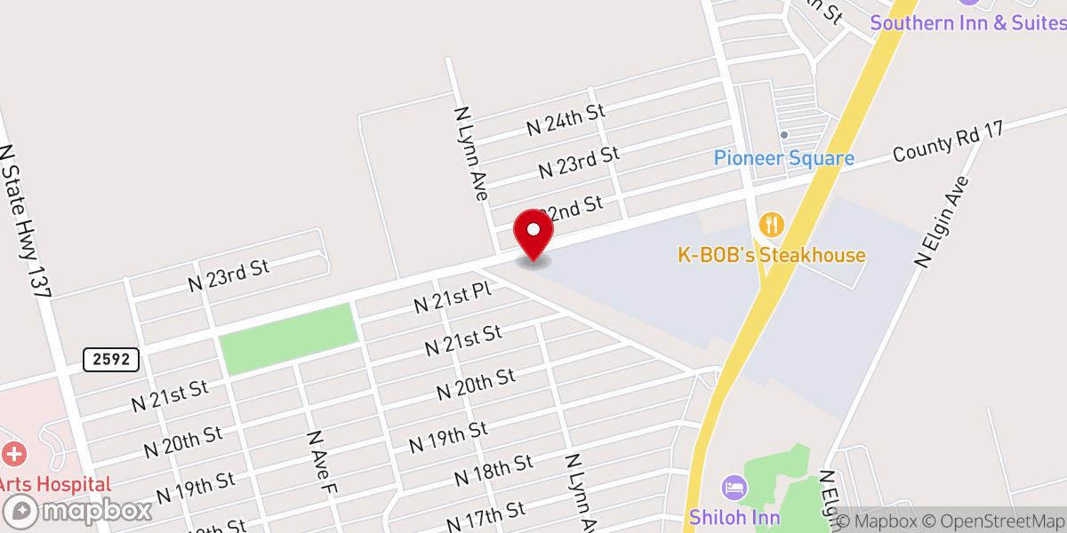 Map showing location of Lamesa Christian Fellowship