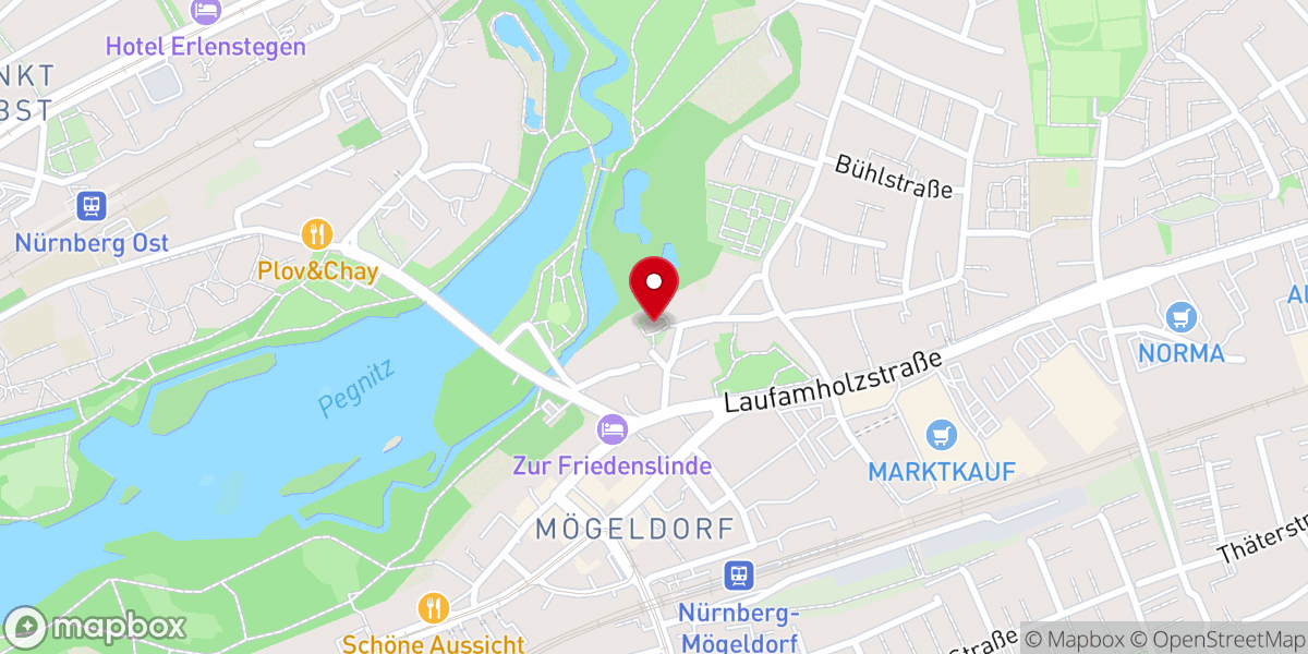 Map showing location of Kirche St. Nikolaus u. St. Ulrich - Evangelisch-Lutherische Kirchengemeinde Nürnberg - Mögeldorf