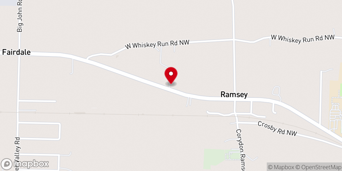 Map showing location of North Harrison Baptist Church