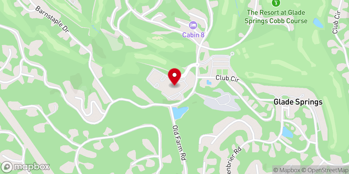 Map showing location of Glade Springs Resort Golf Course