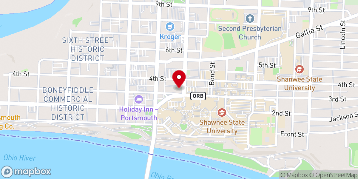 Map showing location of First Christian Church