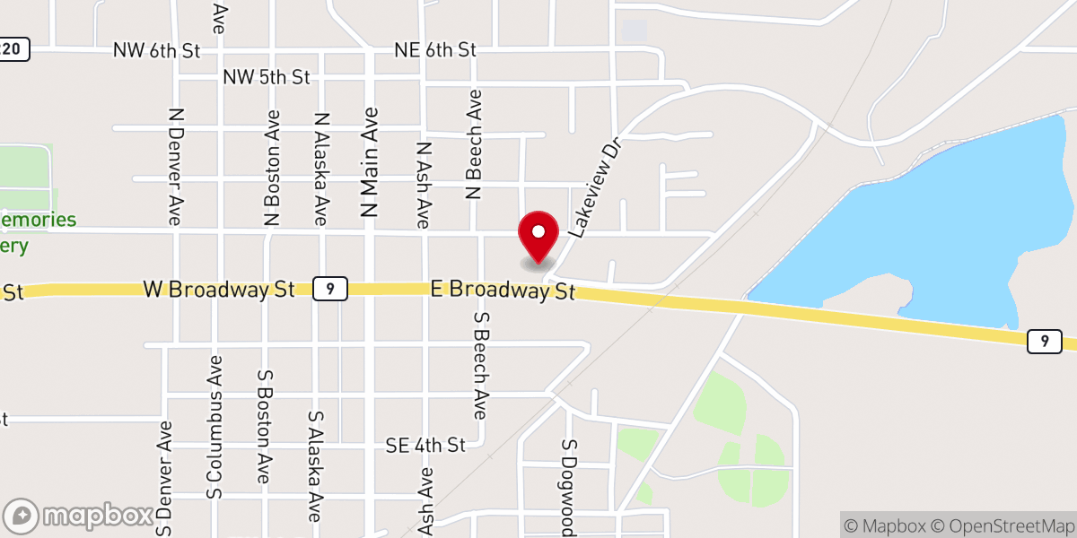 Map showing location of Lakeview Baptist Church