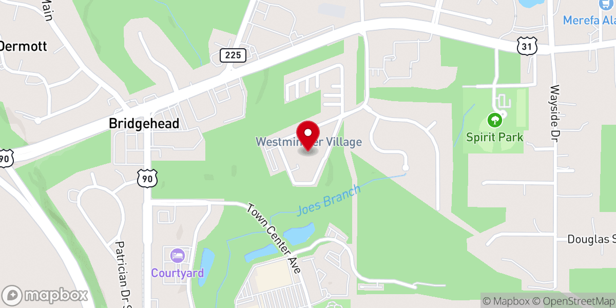 Map showing location of Westminster Village