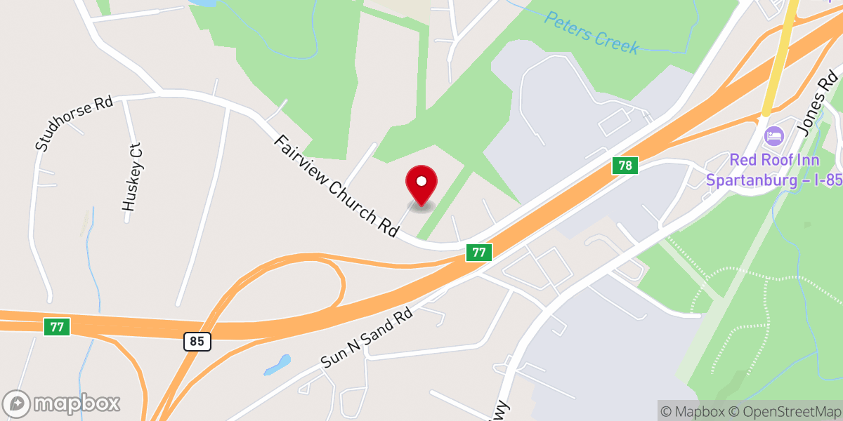 Map showing location of Turning Point Free Will Baptist Church