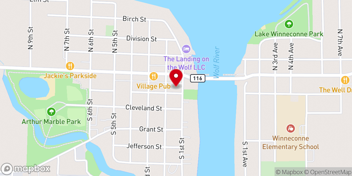 Map showing location of Winneconne Police Department