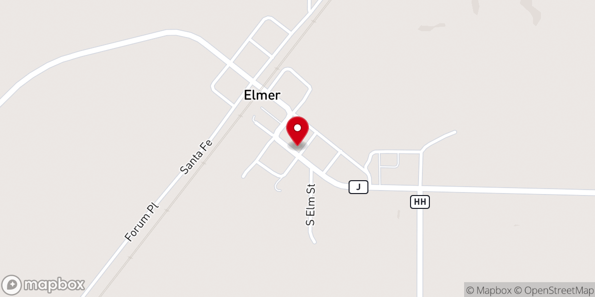 Map showing location of Elmer Christian Church