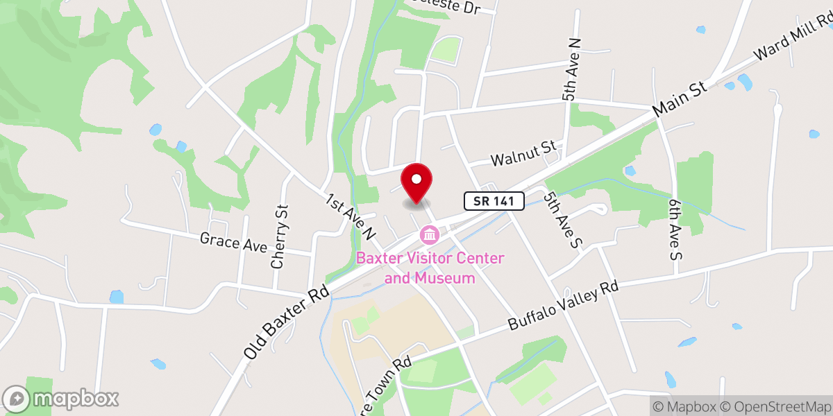 Map showing location of Life Church Baxter