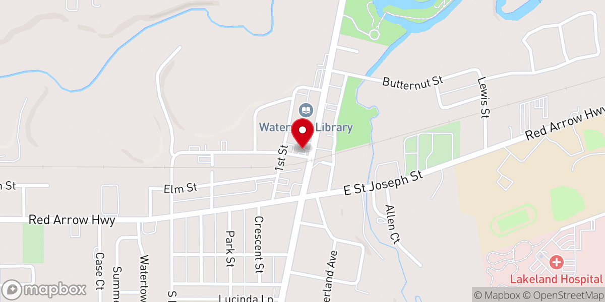Map showing location of Saylor's Main Street Pizzeria