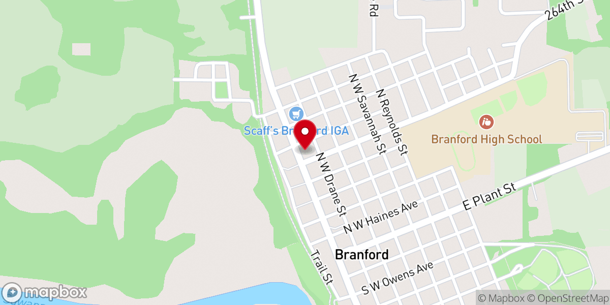 Map showing location of First Baptist Church of Branford