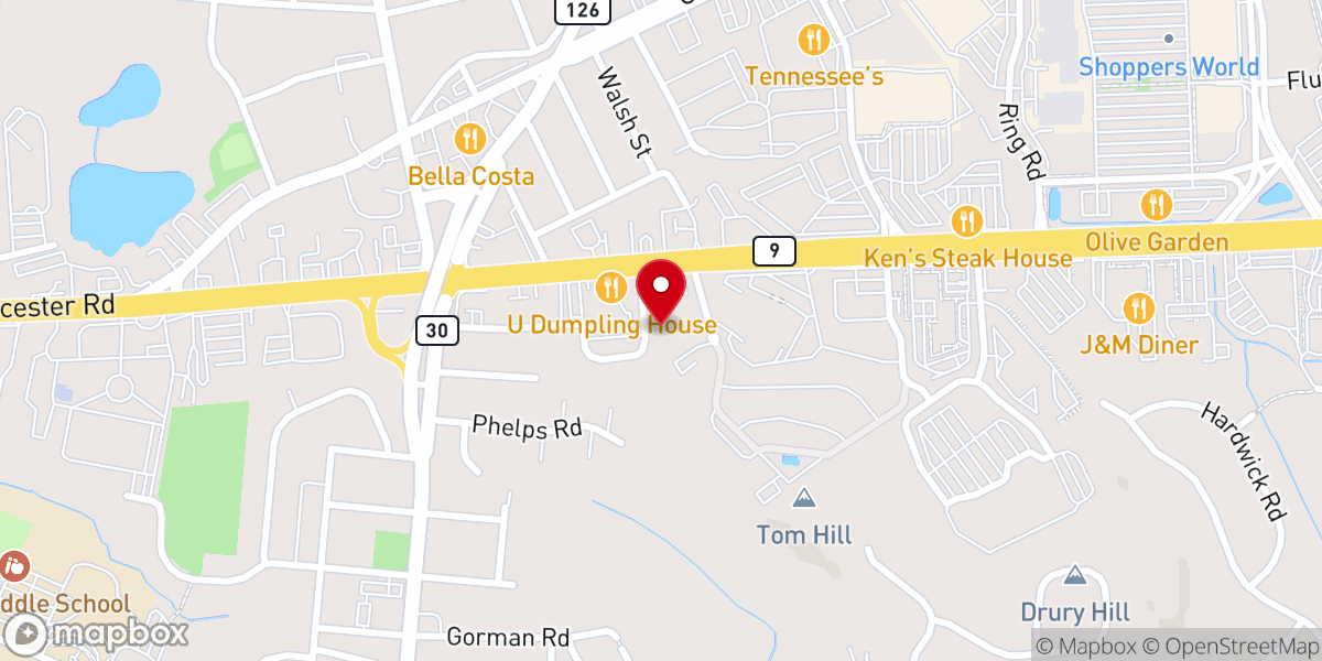 Map showing location of Iglesia Altar de Dios Boston