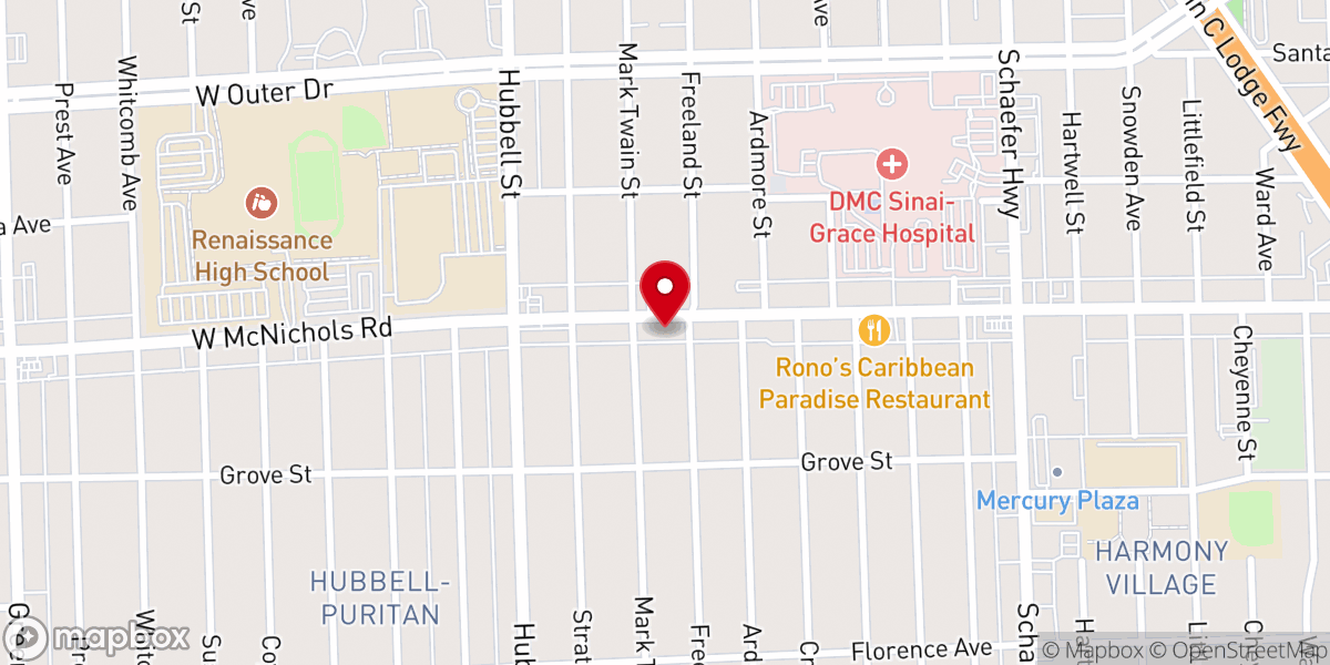 Map showing location of Jehovah Unity Baptist Church