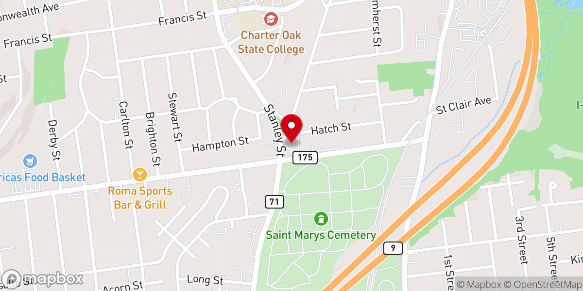 Map showing location of Connecticut Tamil Church