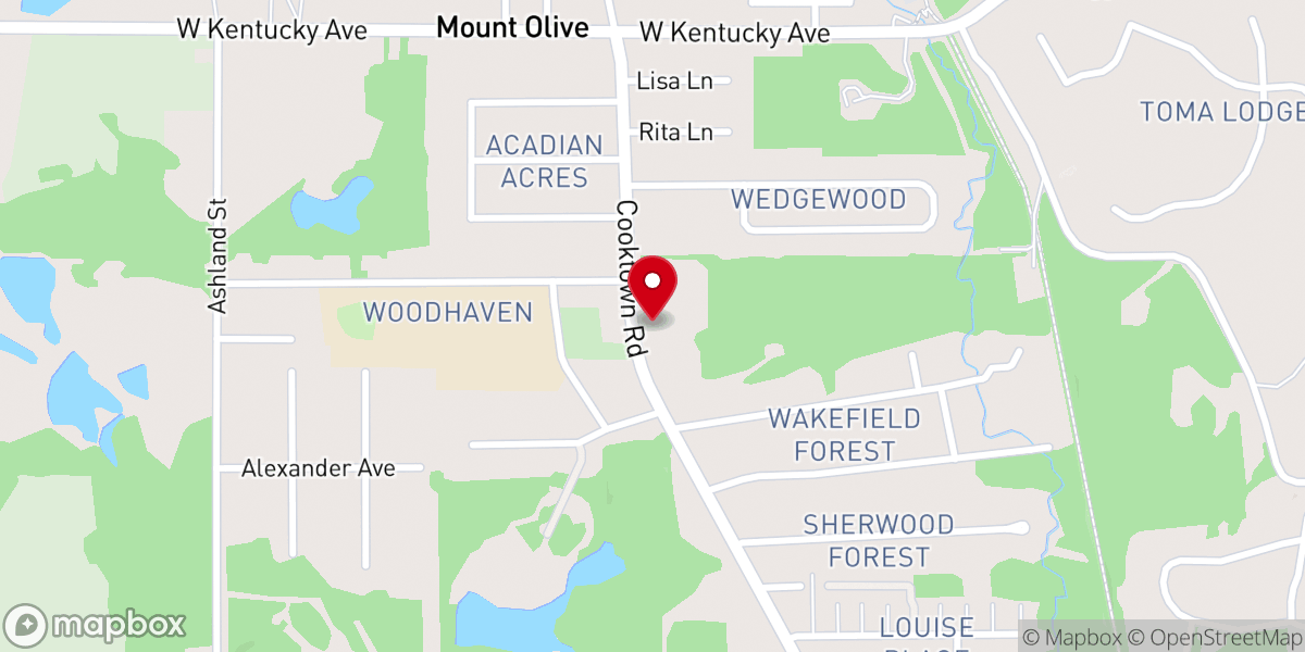 Map showing location of Cook Baptist Church