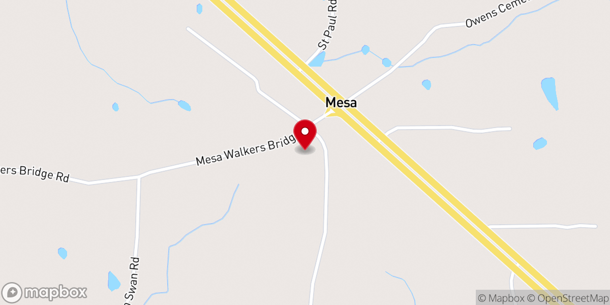 Map showing location of Mesa Baptist Church