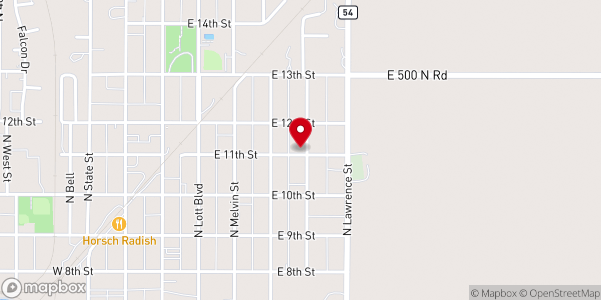 Map showing location of Gibson City Pentecostal