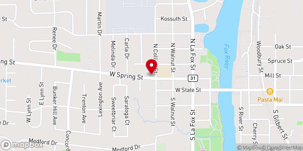 Map showing location of South Elgin Community United Methodist Church