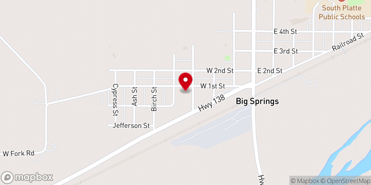 Map showing location of Big Springs Assembly of God