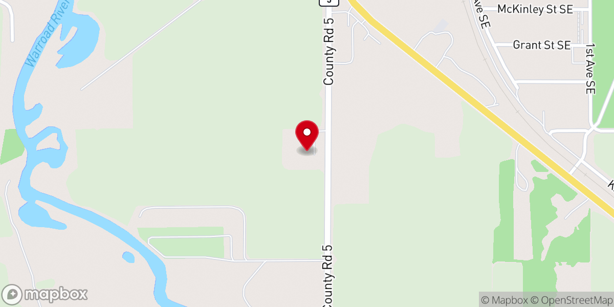 Map showing location of Warroad Baptist Church