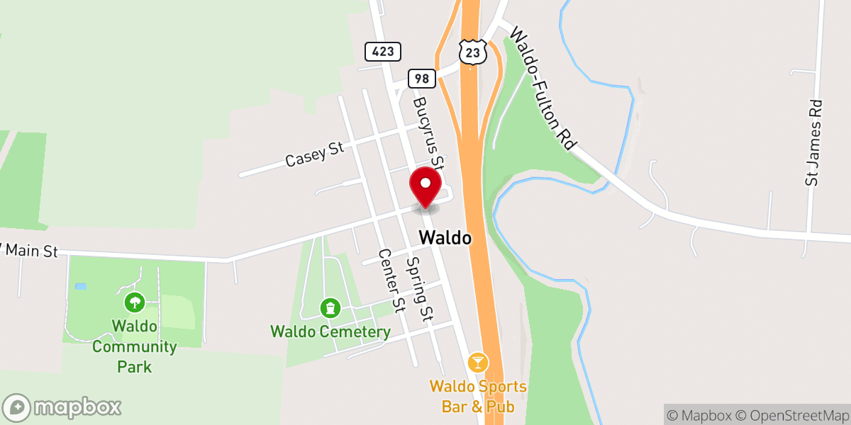 Map showing location of Waldo