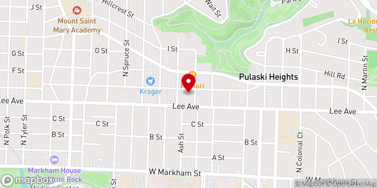 Map showing location of Pulaski Heights Presbyterian Church