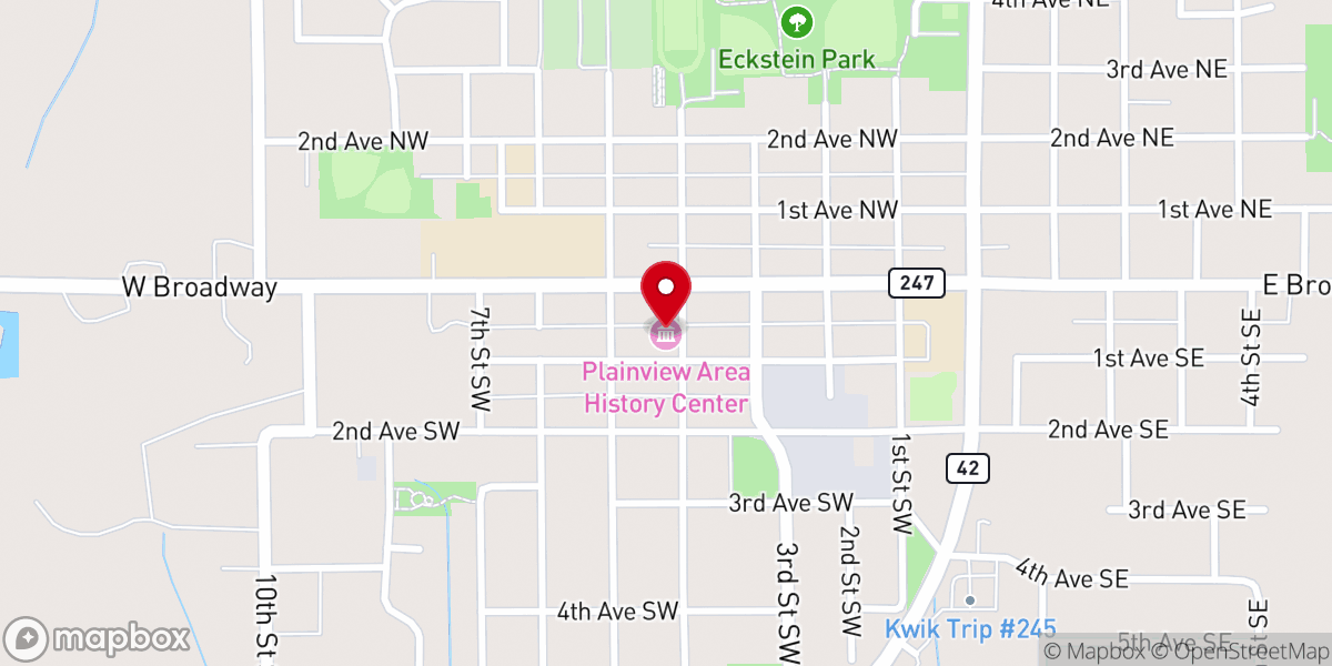 Map showing location of Plainview Area History Center