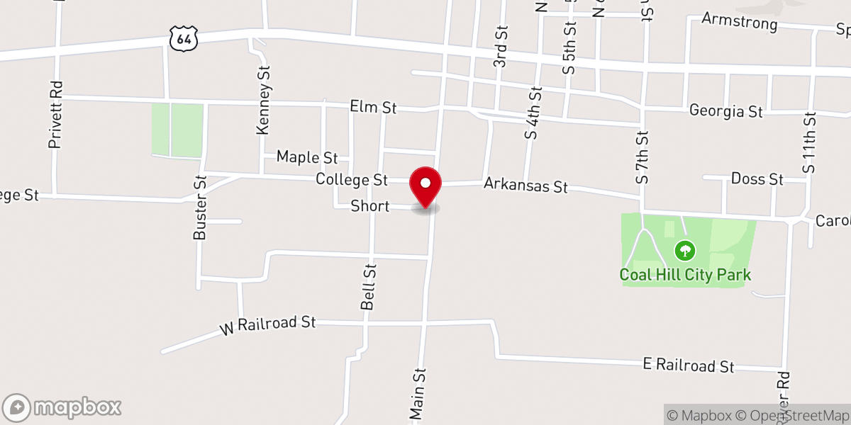Map showing location of Coal Hill Church of Christ