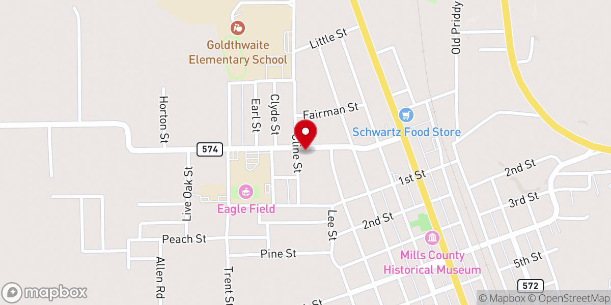 Map showing location of First Assembly of God