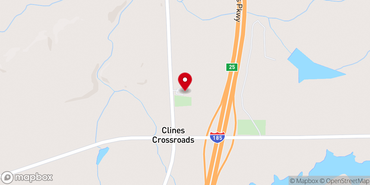 Map showing location of Double Pines Church