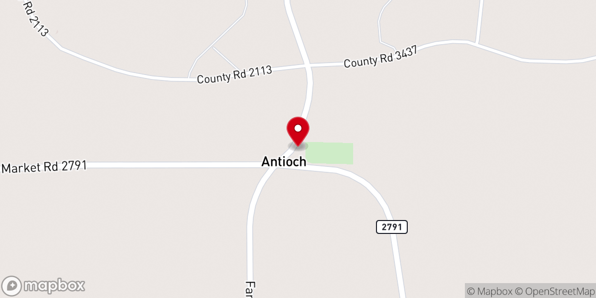 Map showing location of Antioch Baptist Church Atlanta Tx