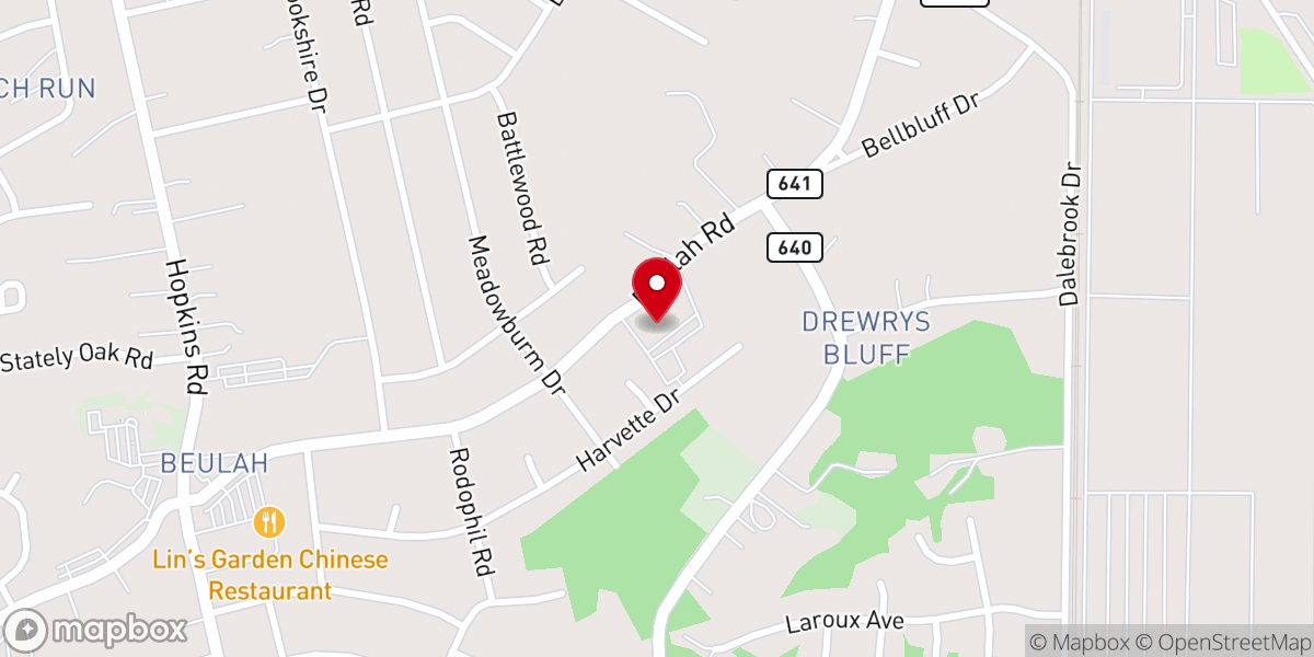 Map showing location of Oak Grove Baptist Church