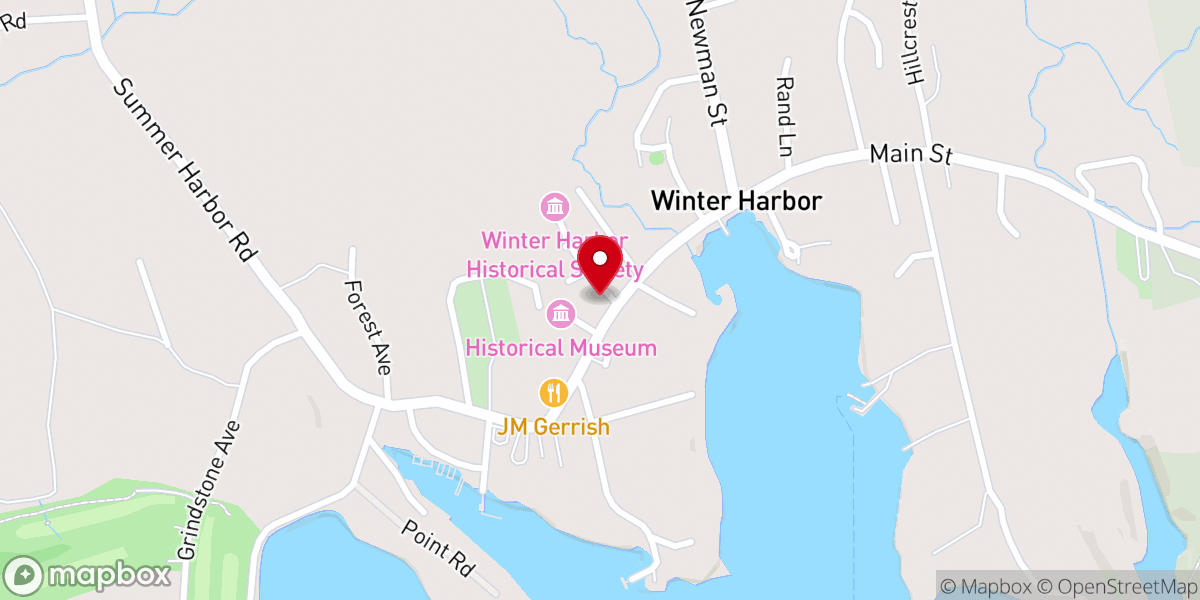 Map showing location of Winter Harbor Baptist Church