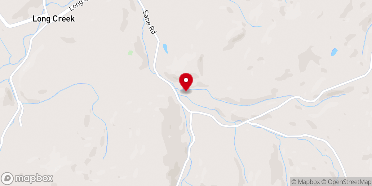 Map showing location of Long Creek Church