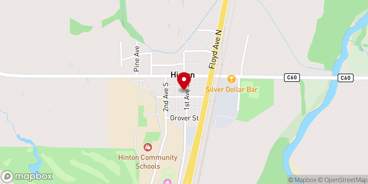 Map showing location of The United Methodist Church Hinton