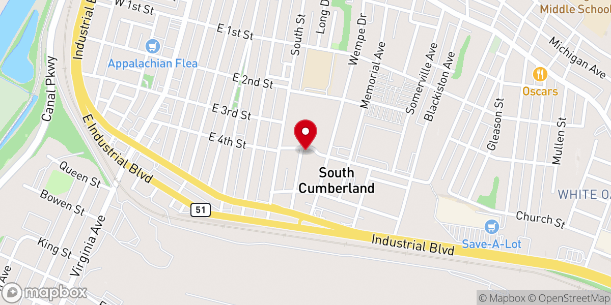 Map showing location of New Life Tabernacle