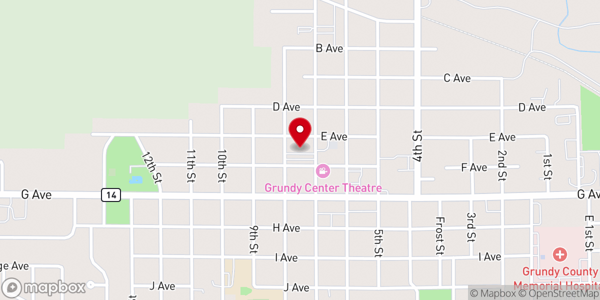 Map showing location of Grundy Center Community Center