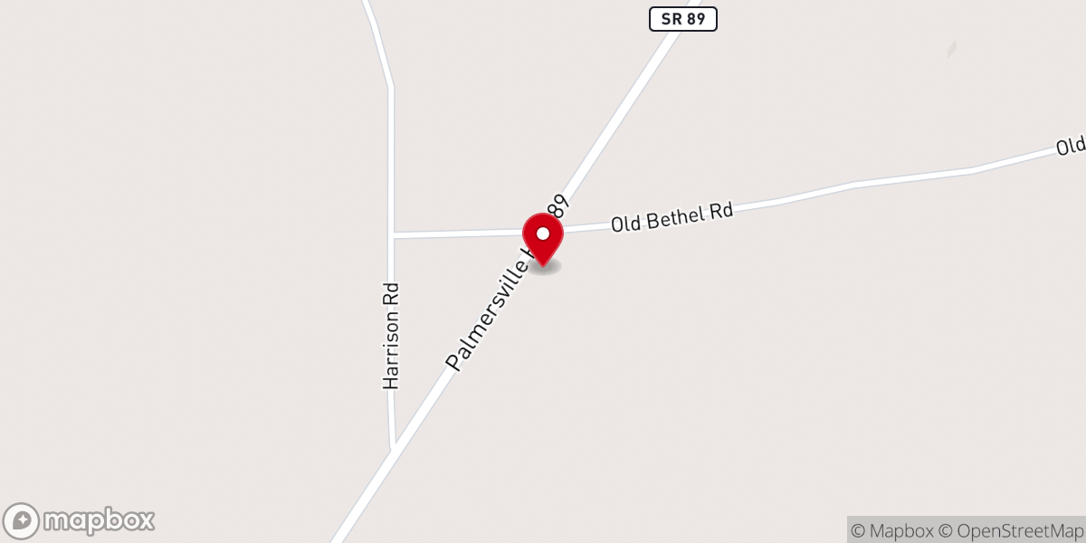 Map showing location of Old Bethel Church