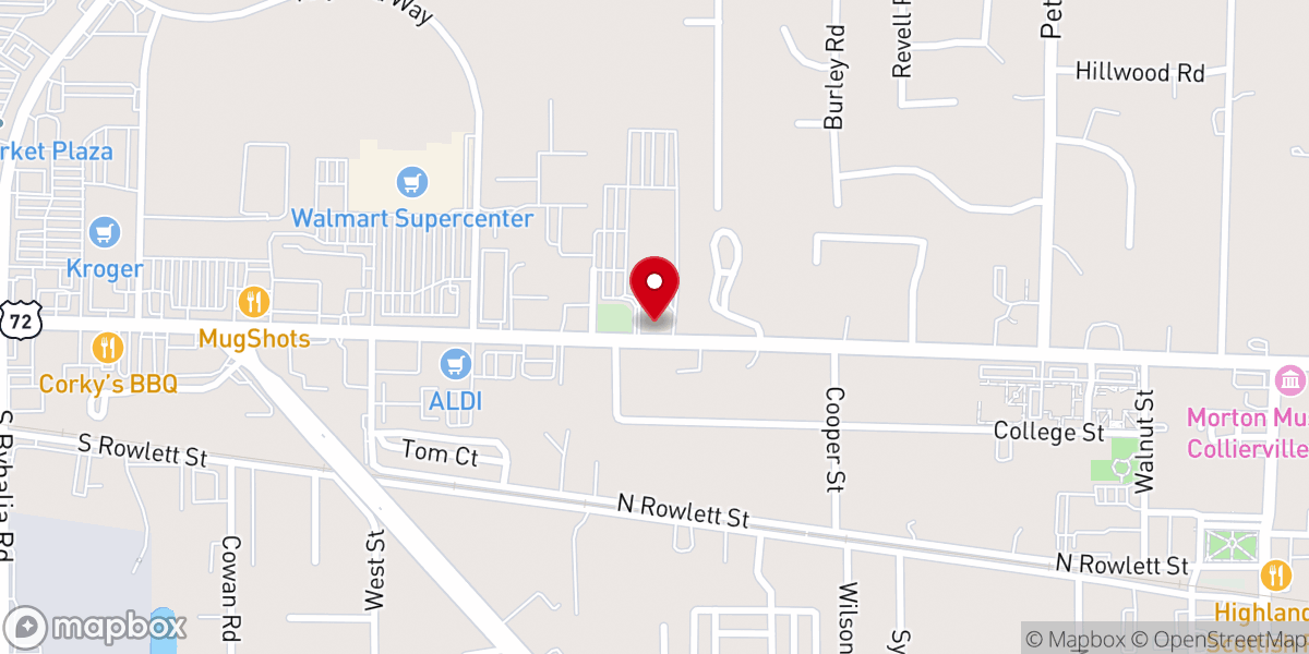 Map showing location of Collierville United Methodist Church