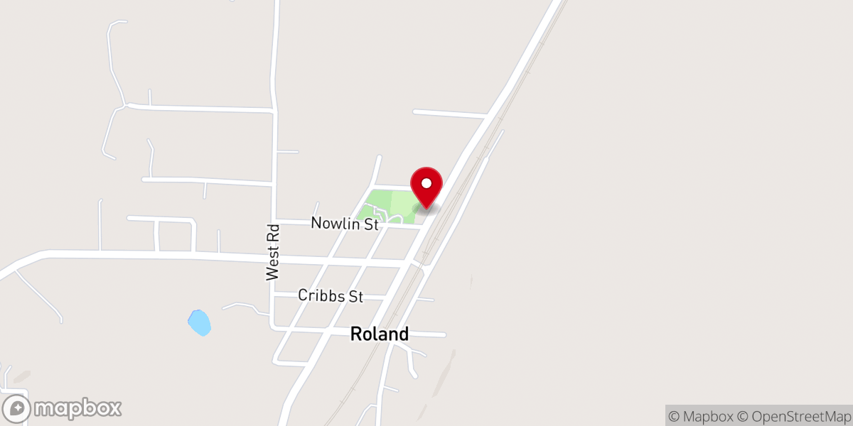Map showing location of Roland Baptist Church
