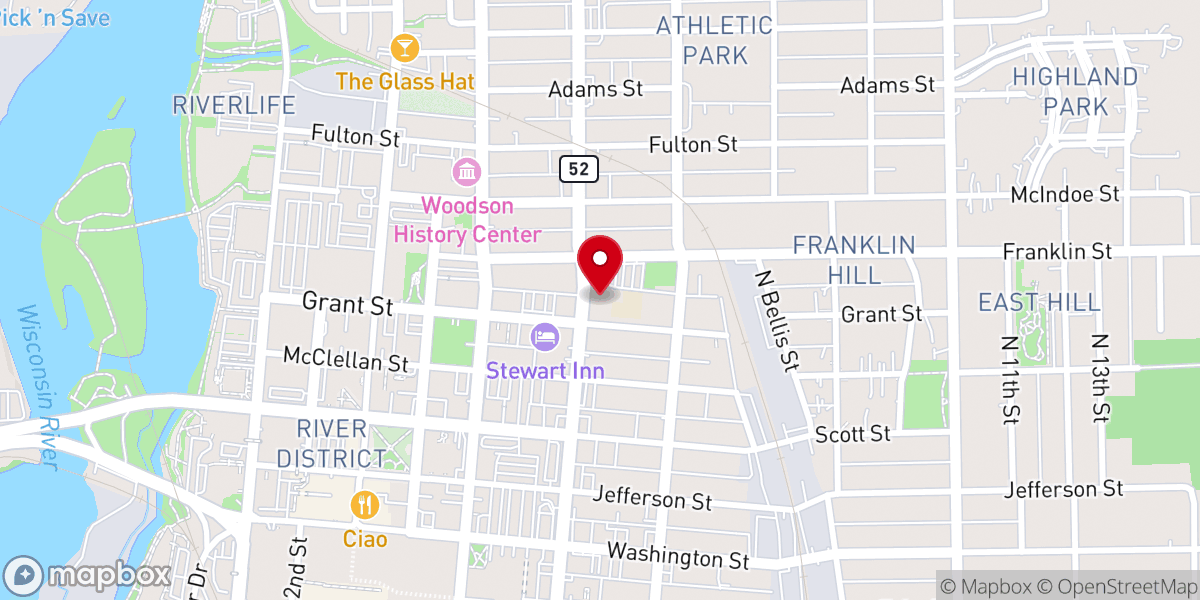 Map showing location of Zion Lutheran Church-ELCA