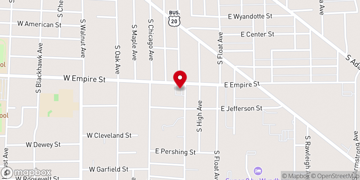 Map showing location of First Church of the Nazarene