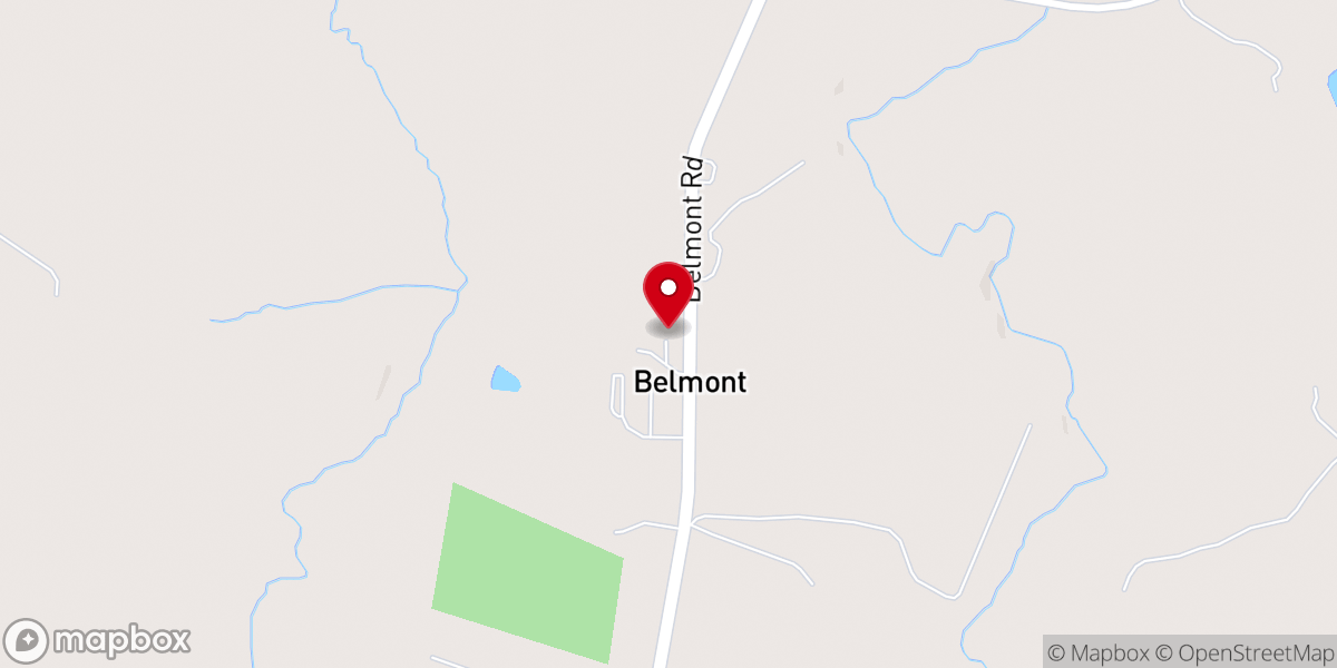Map showing location of Belmont Community Center
