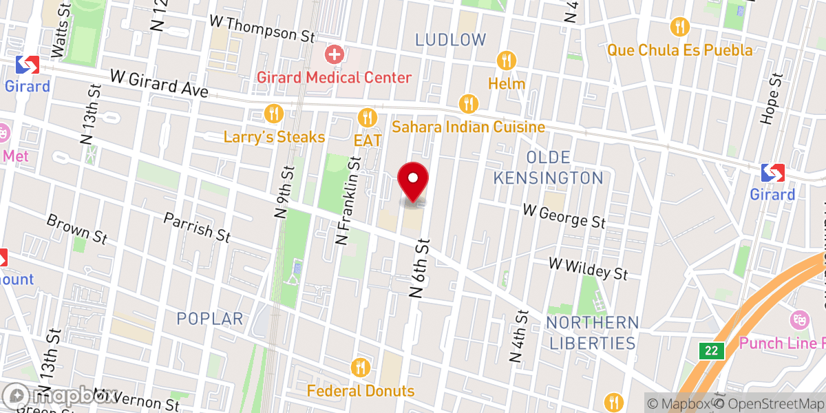 Map showing location of Transform Church Philly