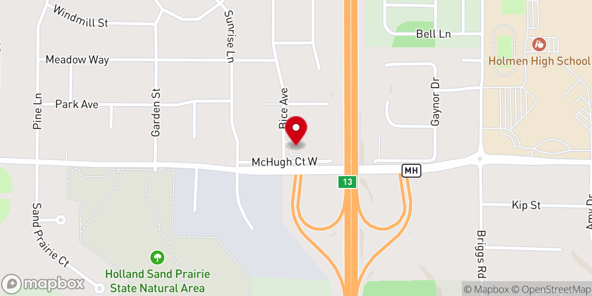 Map showing location of Holmen Baptist Church