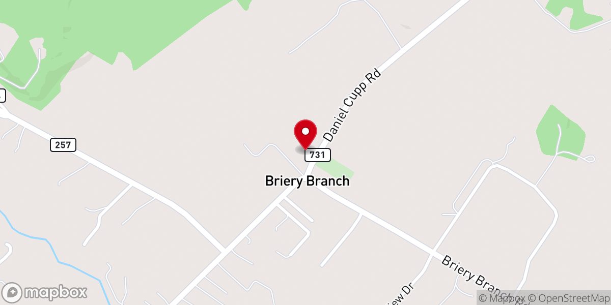 Map showing location of Briery Branch Church of the Brethren Activity Center