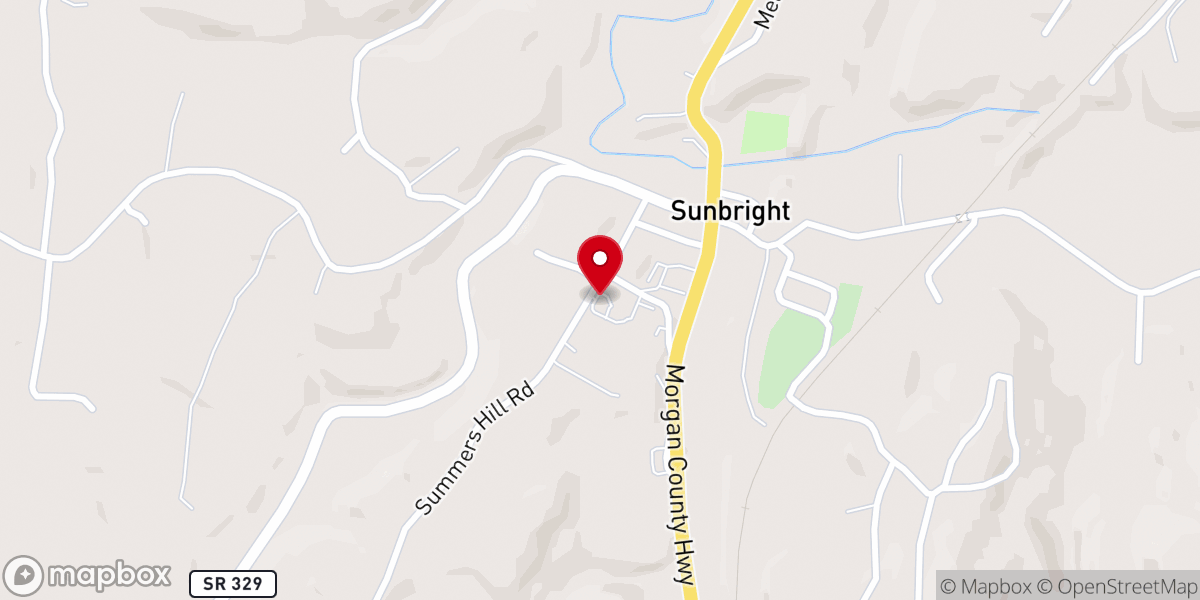 Map showing location of Sunbright First Baptist Church Apex