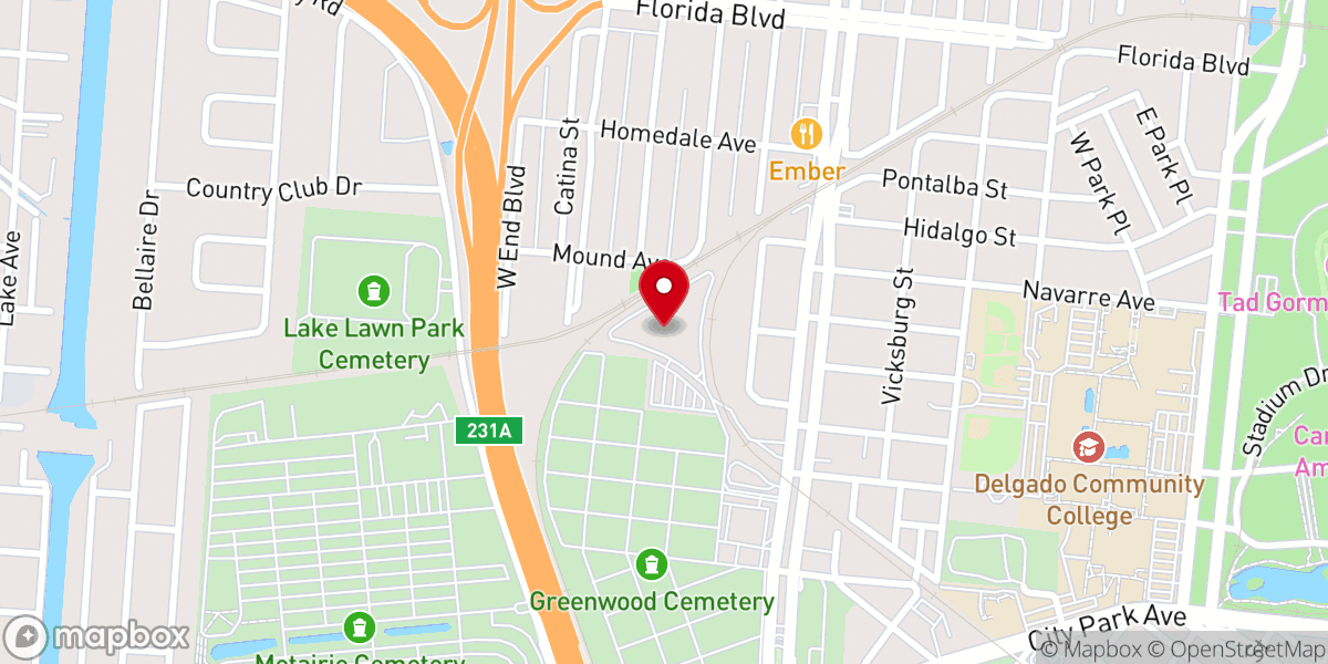 Map showing location of First Baptist New Orleans