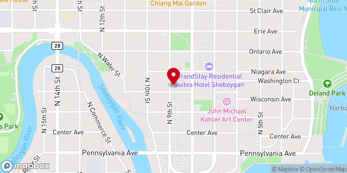 Map showing location of Trinity Lutheran Church, School, and Childcare