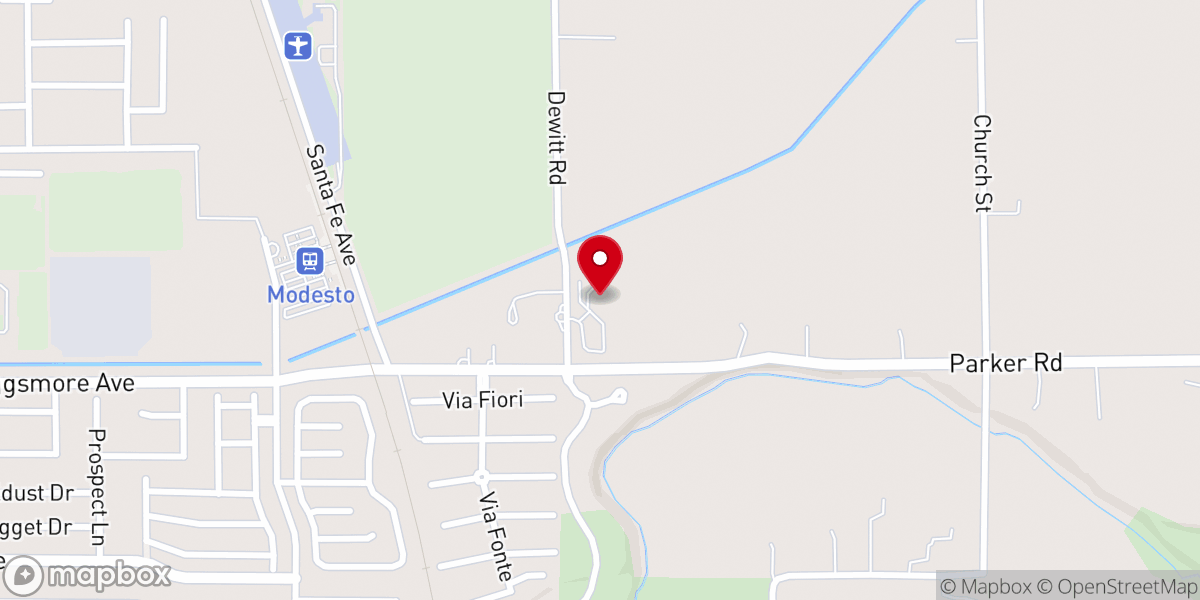 Map showing location of Modesto Christian Center