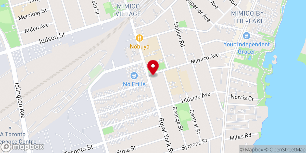 Map showing location of Mimico Presbyterian Church
