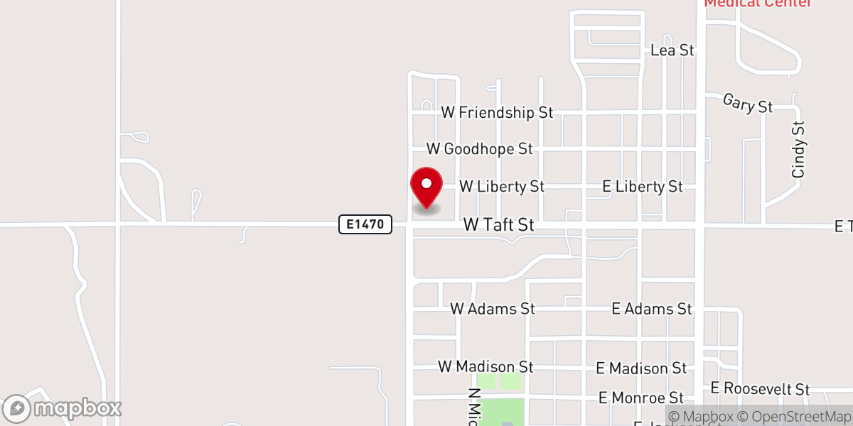 Map showing location of Mangum Church of God
